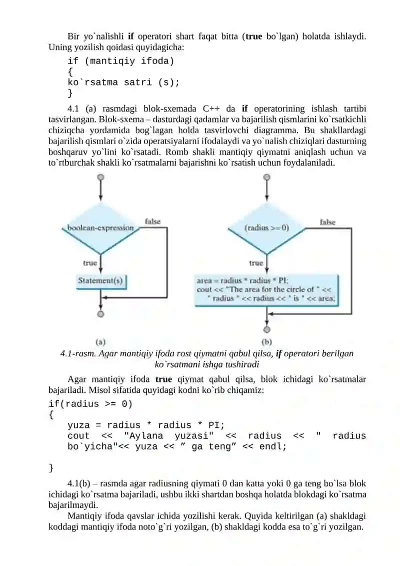 MANTIQIY TURLAR, MANTIQIY OPERATORLAR, IF SHARTLI OPERATORI 4