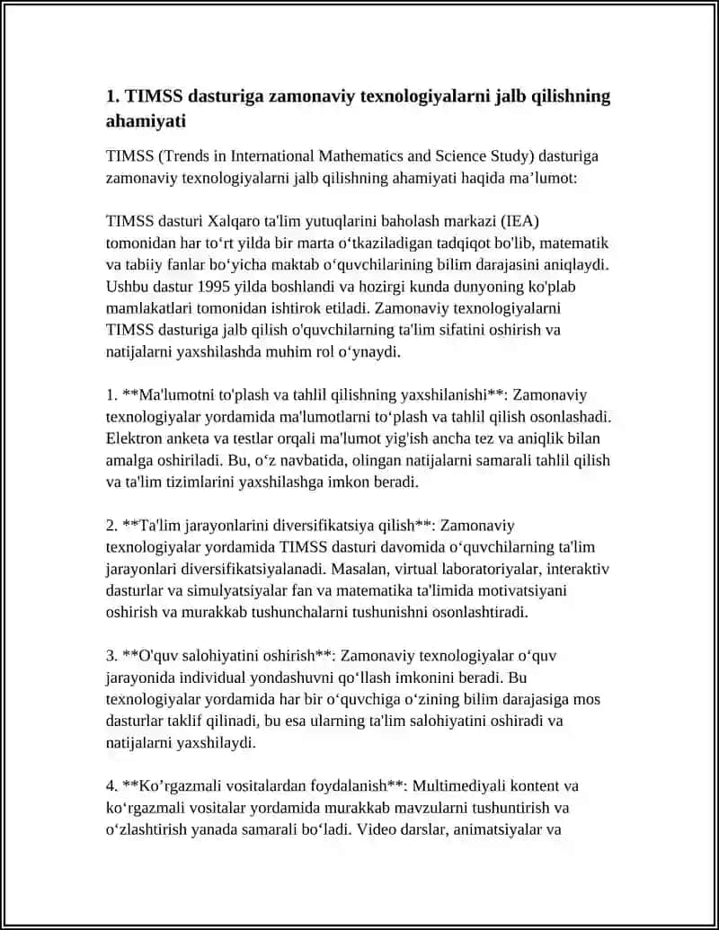 TIMSS XALQARO BAHOLASH DASTURIGA TAYYORGARLIK JARAYONIDA ZAMONAVIY AXBOROT KOMMUNIKATSIYA TEXNOLOGIYALARNI QO‘LLASH 4