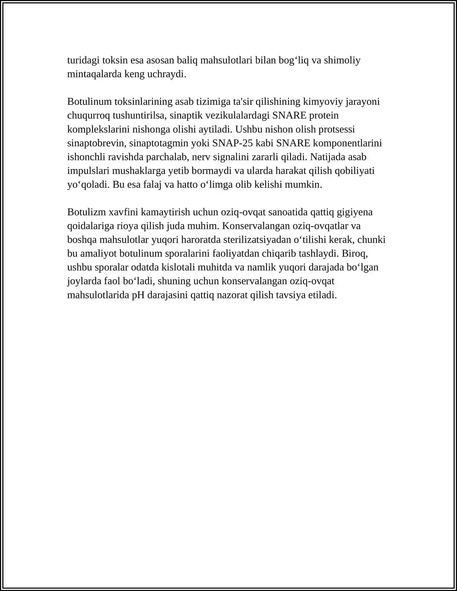 BOTULIZM,OVQAT TOKSIKOINFEKSIYASI REFERAT 4