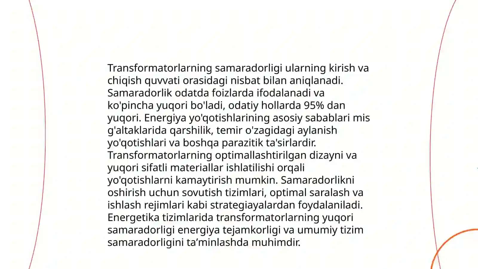 Liniya va tranformatordagi energiya isrofi 4
