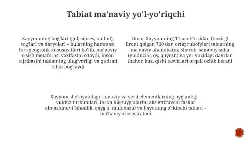 Umar Hayyom ruboiylari daruhiy tarbiyamasalasi 4