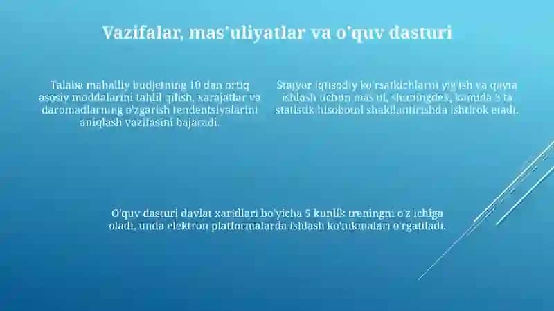 Sergeli tuman iqtisodiyot va moliya bo'limidagi stajirovka 4