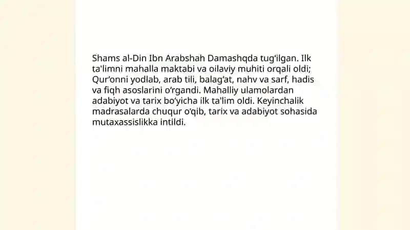 Ibn Arabshoh hayoti va faoliyati 4