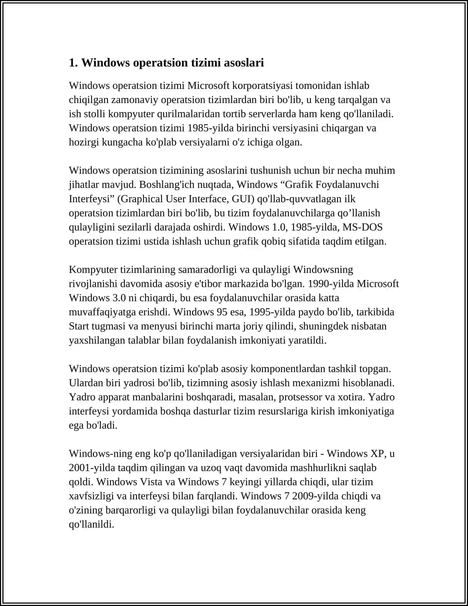 DASTURIY TAMINOT VA INTERFEYSLAR BILAN ISHLASH (WINDOWS USULDA) 4