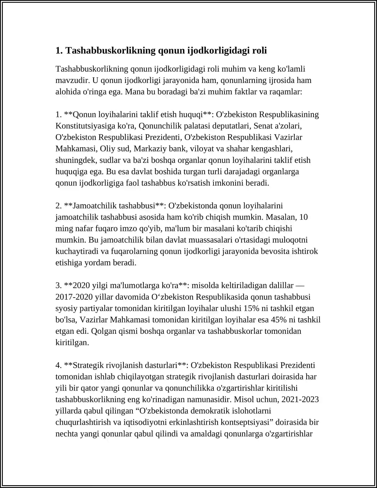 TASHABBUSKORLIK QONUN IJODKORLIGI QONUNLARNI HAYOTGA TADBIQ QILISH VA HUQUQUY TARĞIBOTNI MUHIM OMILI 4