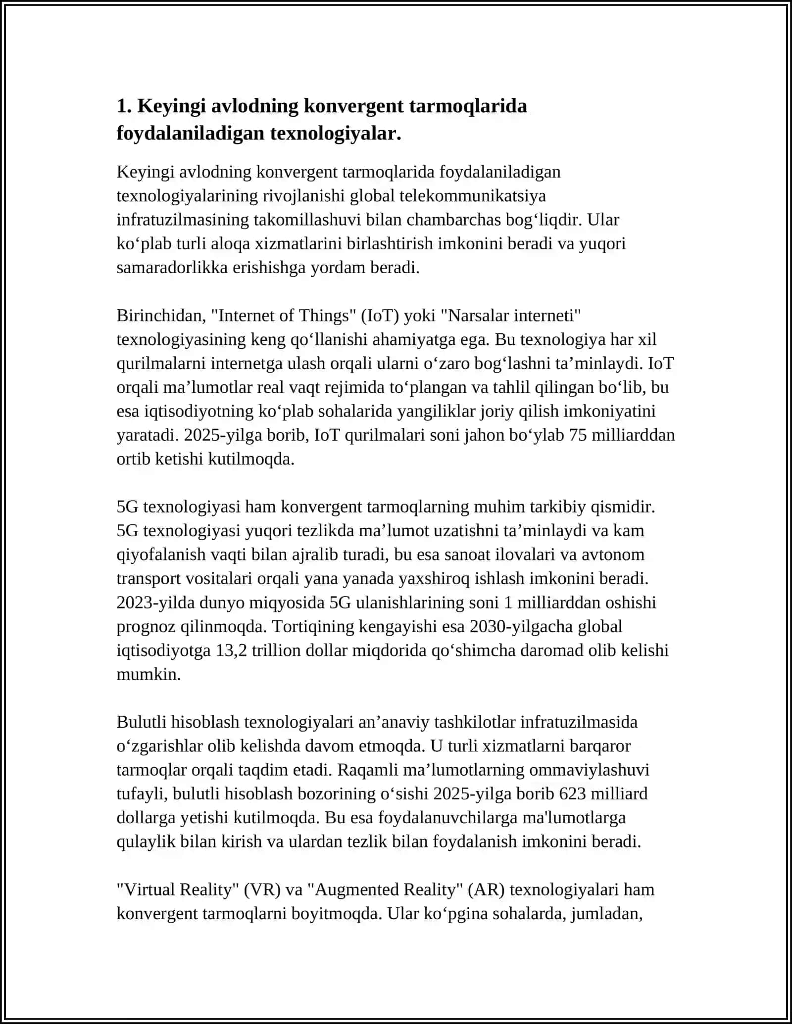 Keyingi avlodning konvergent tarmoqlarida foydalaniladigan texnologiyalar 4
