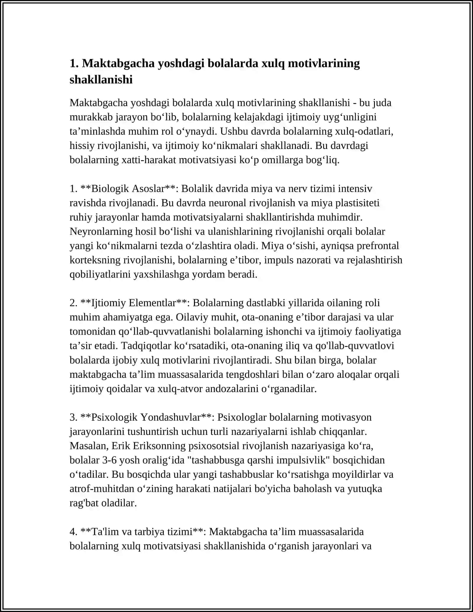 MAKTABGACHA YOSHDAGI BOLALARDA XULQ MOTIVLARINING RIVOJLANISHI VA O'ZIGA BAHO BERISH SHAKLLARI 4