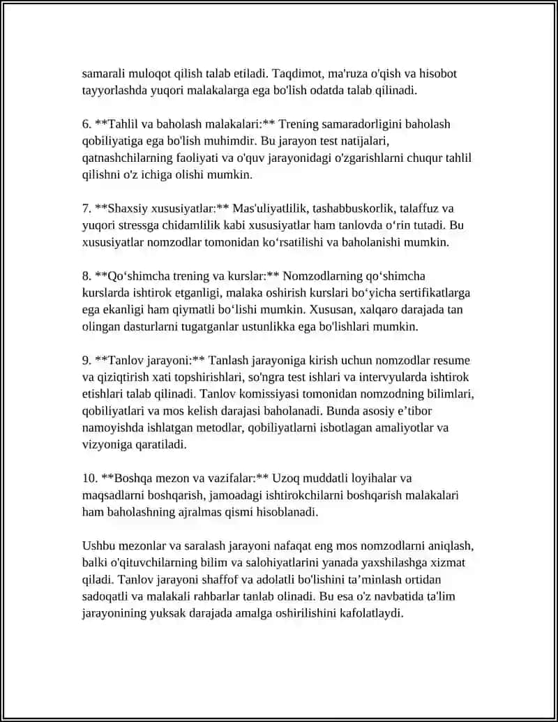 TARBIYA TRENING GURUHLARIDAGI BOSHLOVCHILARNI TAYYORLASH VA ATTESTATSIYA QILISH MASALALARI 4
