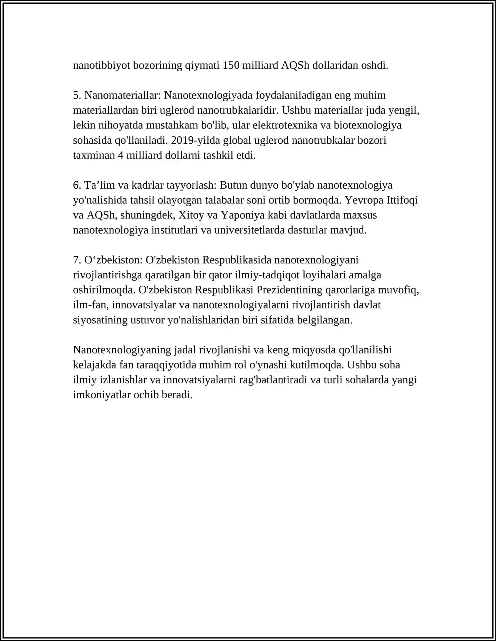 NANOTECHNOLOGIYA HAQIDA UMUMIY MA’LUMOT BERISH, YARATILISH VA RIVOJLANISH TARIXINI YORITISH 4