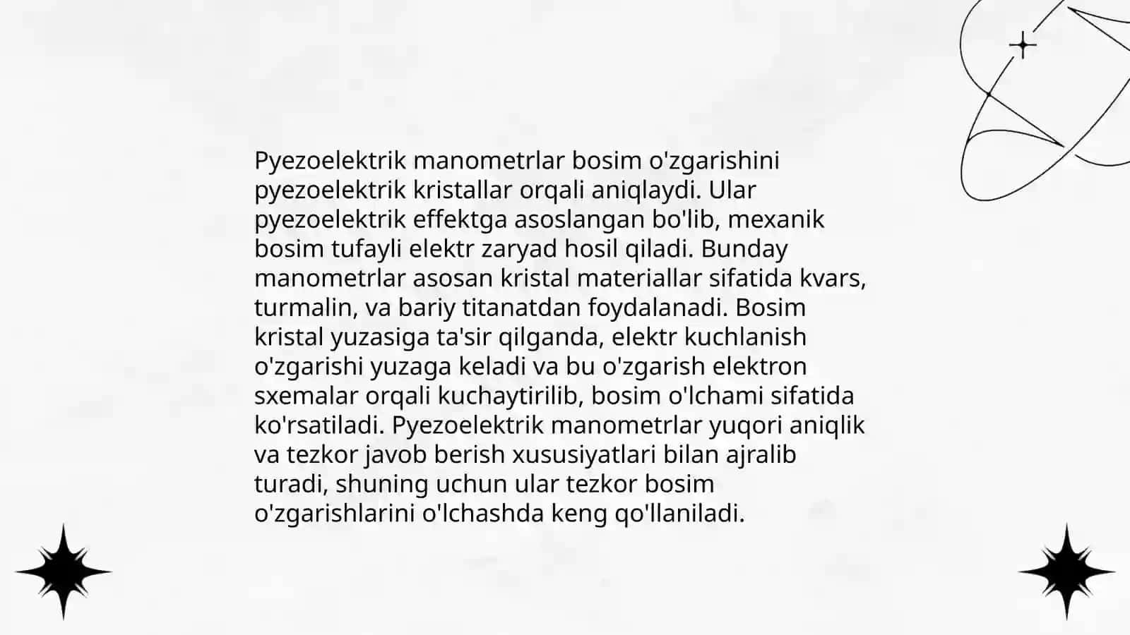 Qarshilikli va pezo elektrik manometrlar va ularning ishlash prinsiplari 4