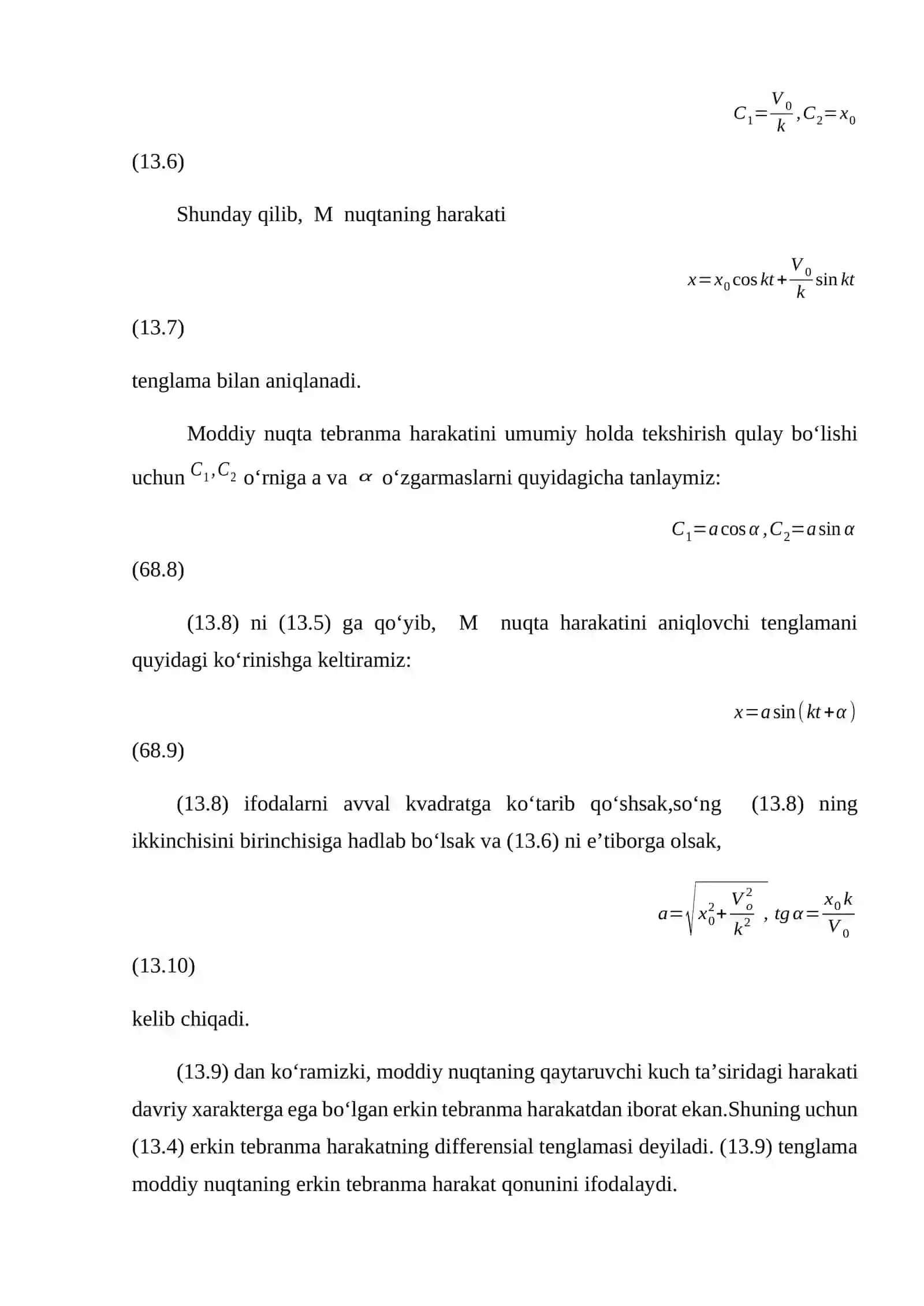 Moddiy nuqtaning erkin tebranma harakati 4