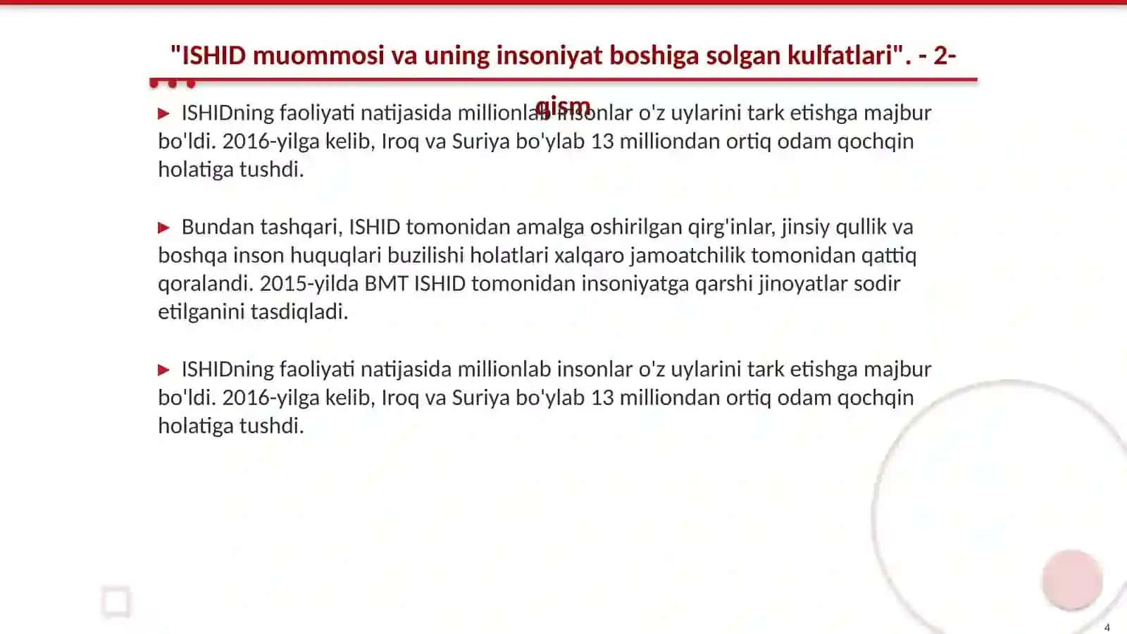 ISHID muommosi va uning insoniyat boshiga solgan kulfatlari 4