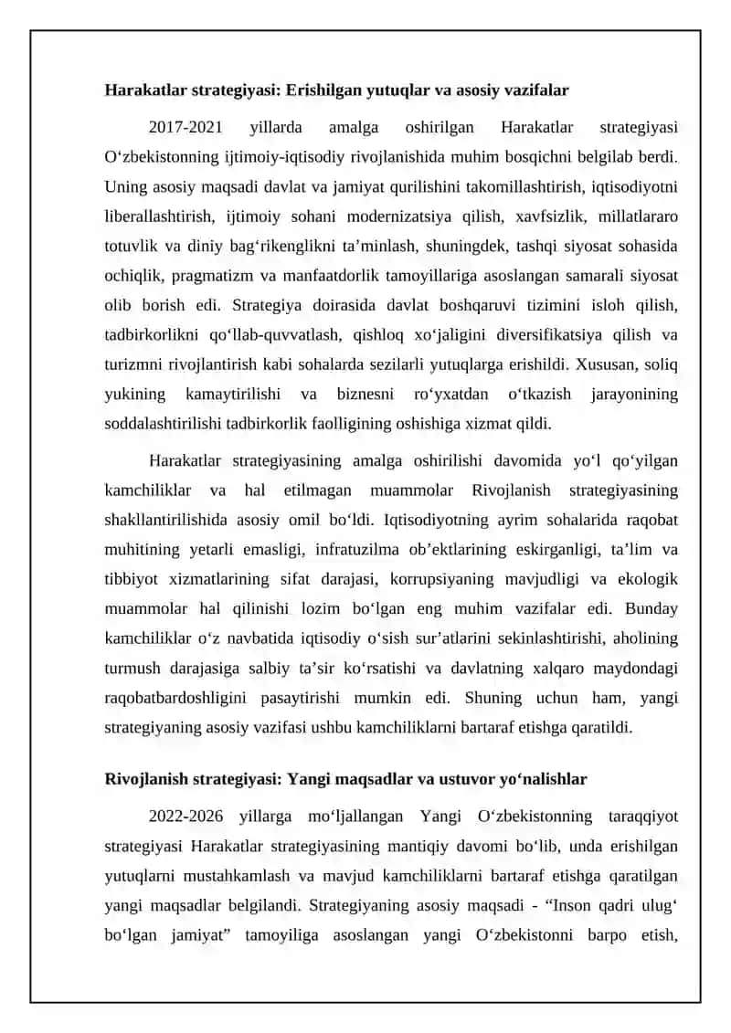 Harakatlar strategiyasidan Rivojlanish strategiyasiga: Transformatsiya jarayoni 4