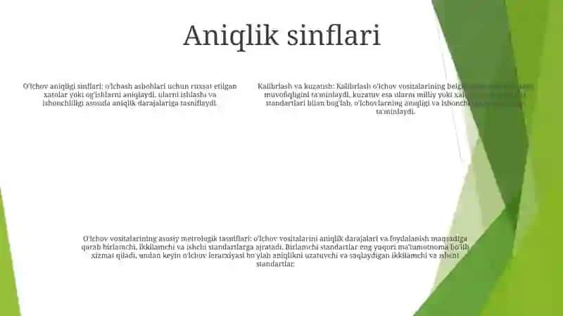 Olchash Asboblarini Aniqlik Klaslari 4