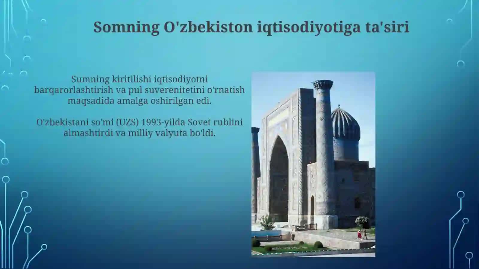 O'zbekiston milliy pul so'mning joriy etilishi va uning qadr-qimmatini saqlash 4
