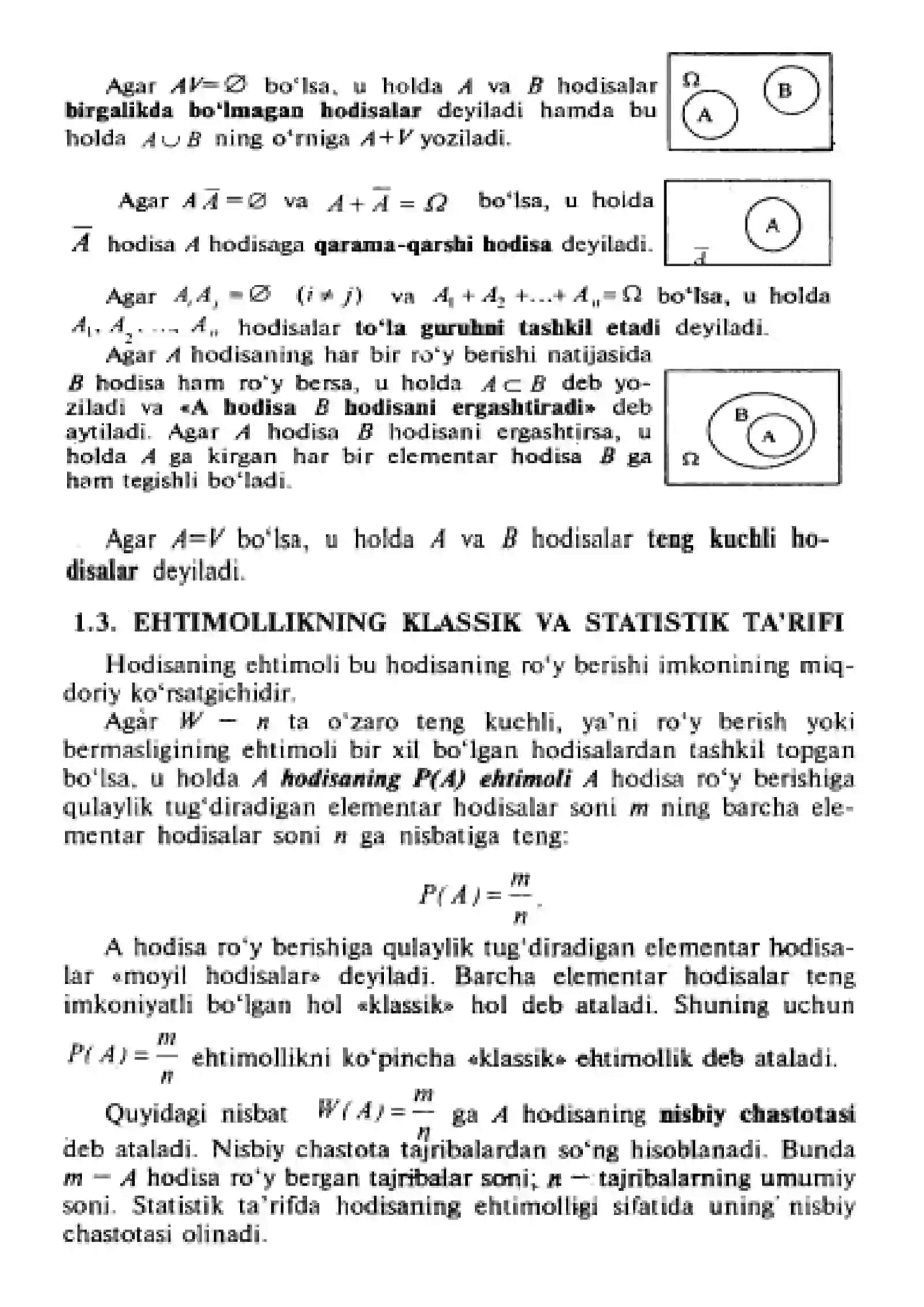 15-ma'ruza. Kombinatirika elementlari. Tasodifiy hodisalar. Ehtimolning statistik, klassik va geometrik ta'rifi. To'la ehtimollik formulasi va Bayes formulasi. Tasodifiy miqdorlar. Tasodifiy miqdorning taqsimot funksiyasi va uning xossalari 4