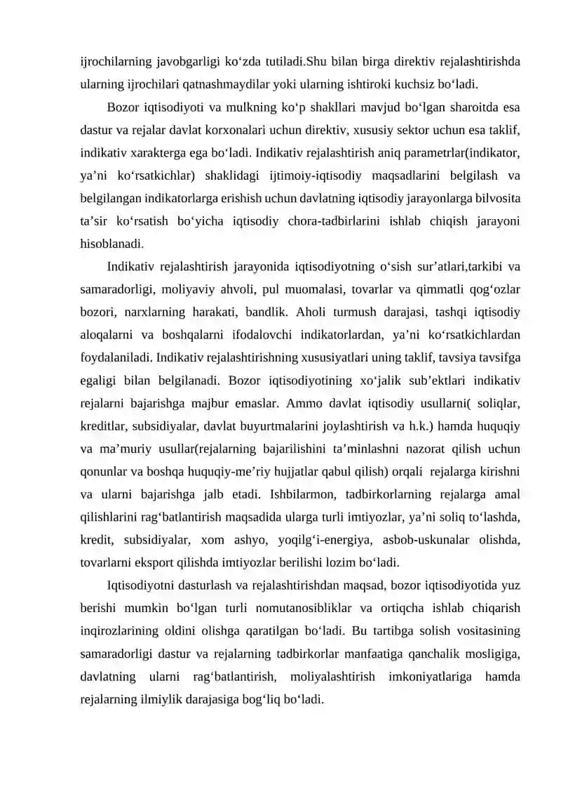 IJTIMOIY-IQTISODIY RIVOJLANISHNI DASTURLASH, PROGNOZLASHTIRISH VA REJALASHTIRISH 4