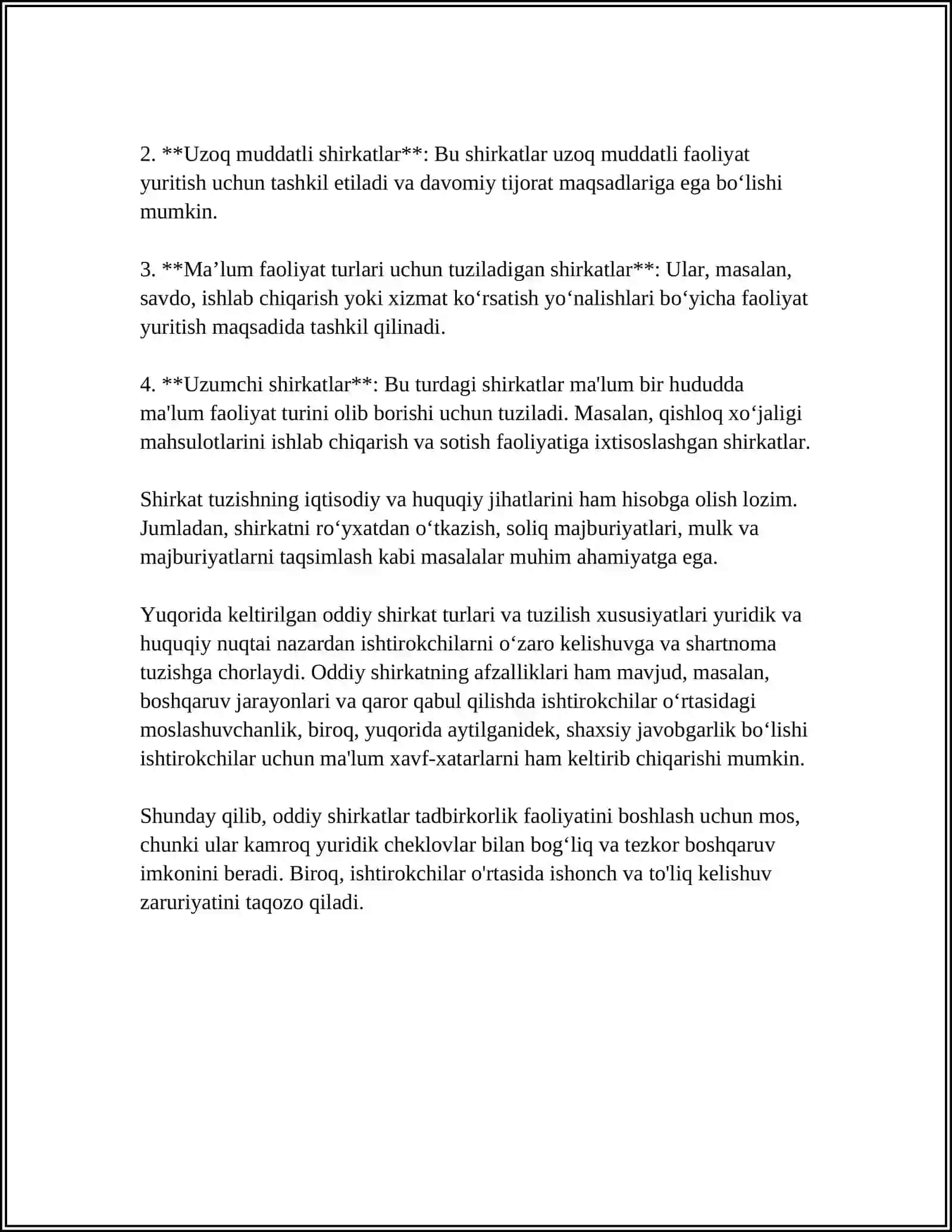 ODDIY SHIRKAT SHARTNOMASI DOIRASIDA AMALGA OSHIRILGAN OPERATSIYALAR BÒYICHA SOLIQNI HISOBLASH 4