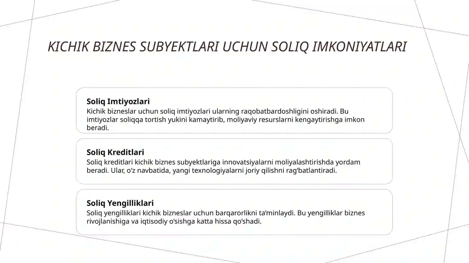 Soliq imtiyozlari orqali kichik biznesni rivojlantirish strategiyalari 4