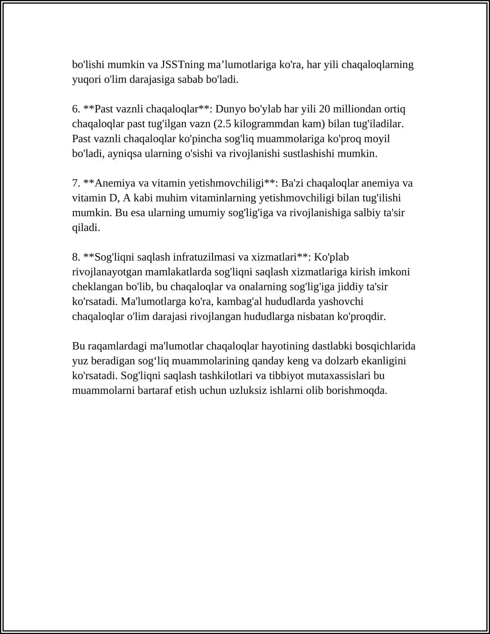 CHAQALOQLIK DAVRI KASALIKLARI REFERAT 4