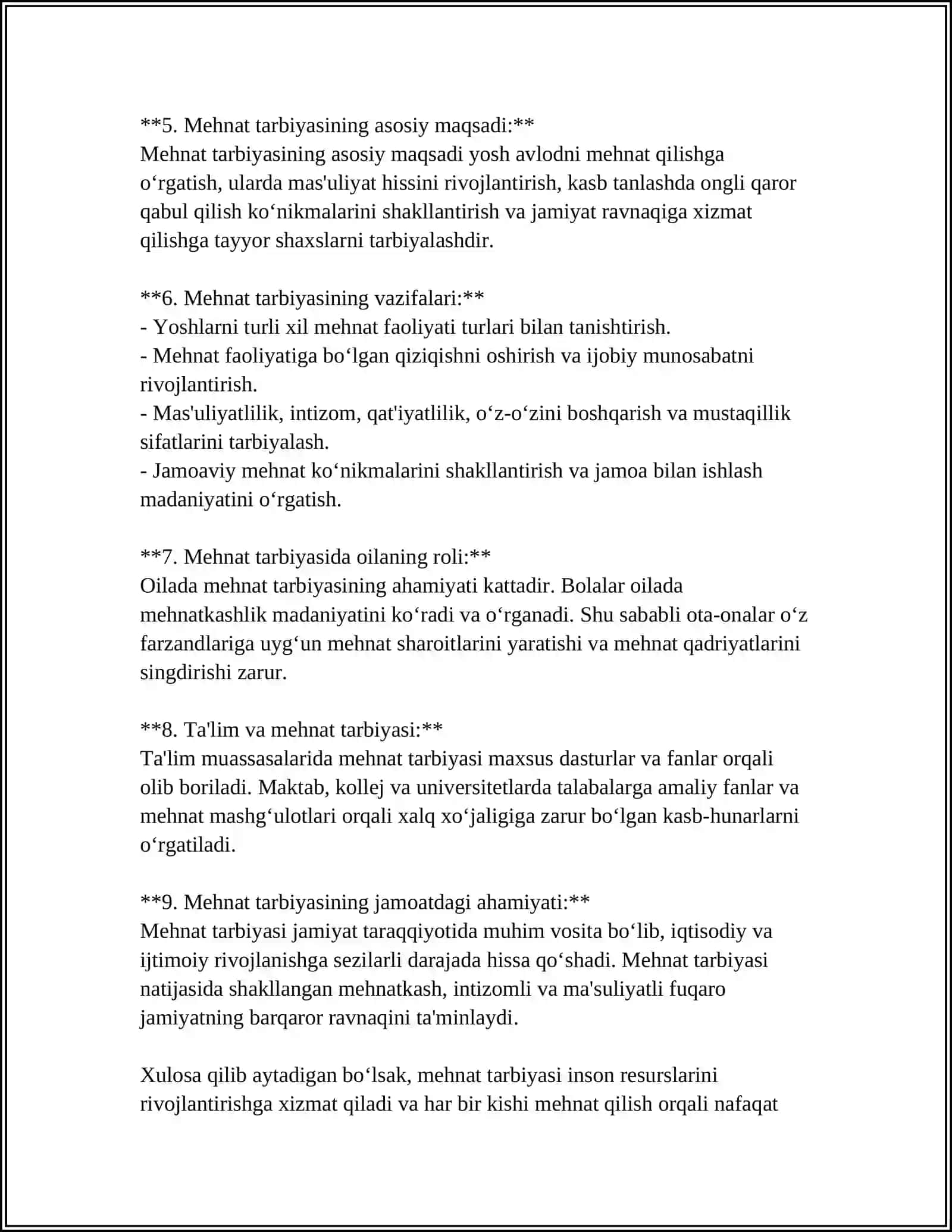 MEHNAT TARBIYASI, UNING MAQSAD VA VAZIFALARI 4
