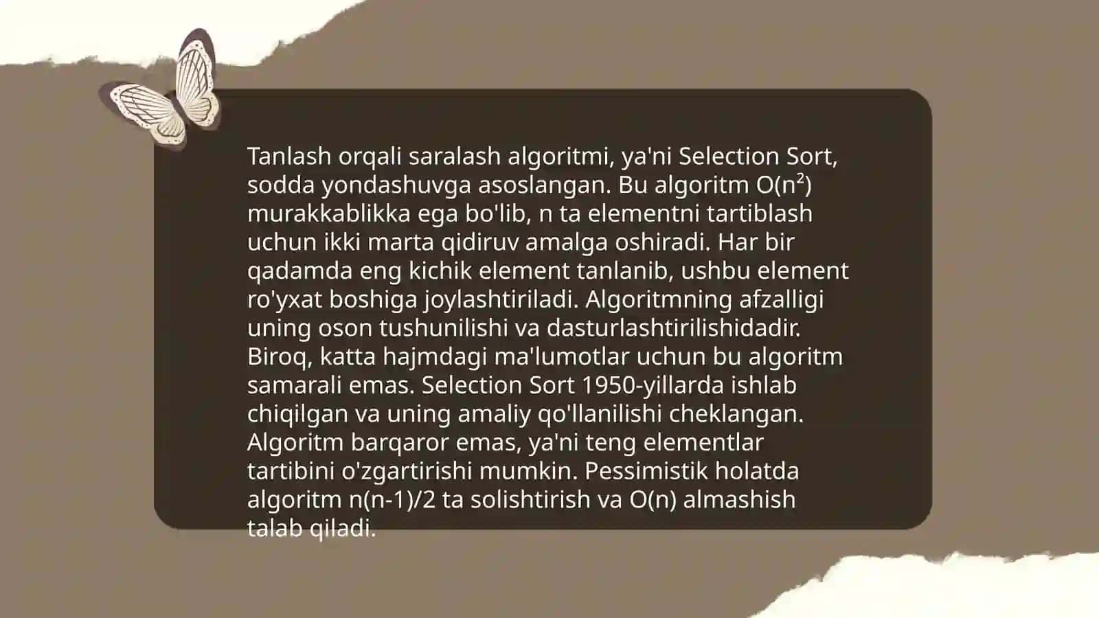 Maʼlumotlarni saralash usullarini tasnifi 4