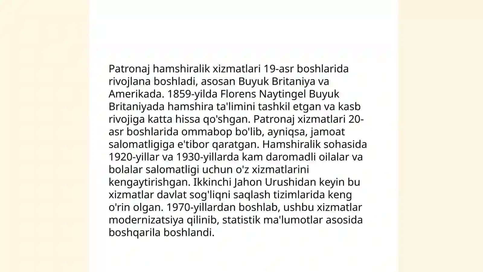 Patronaj hamshira faoliyati 4
