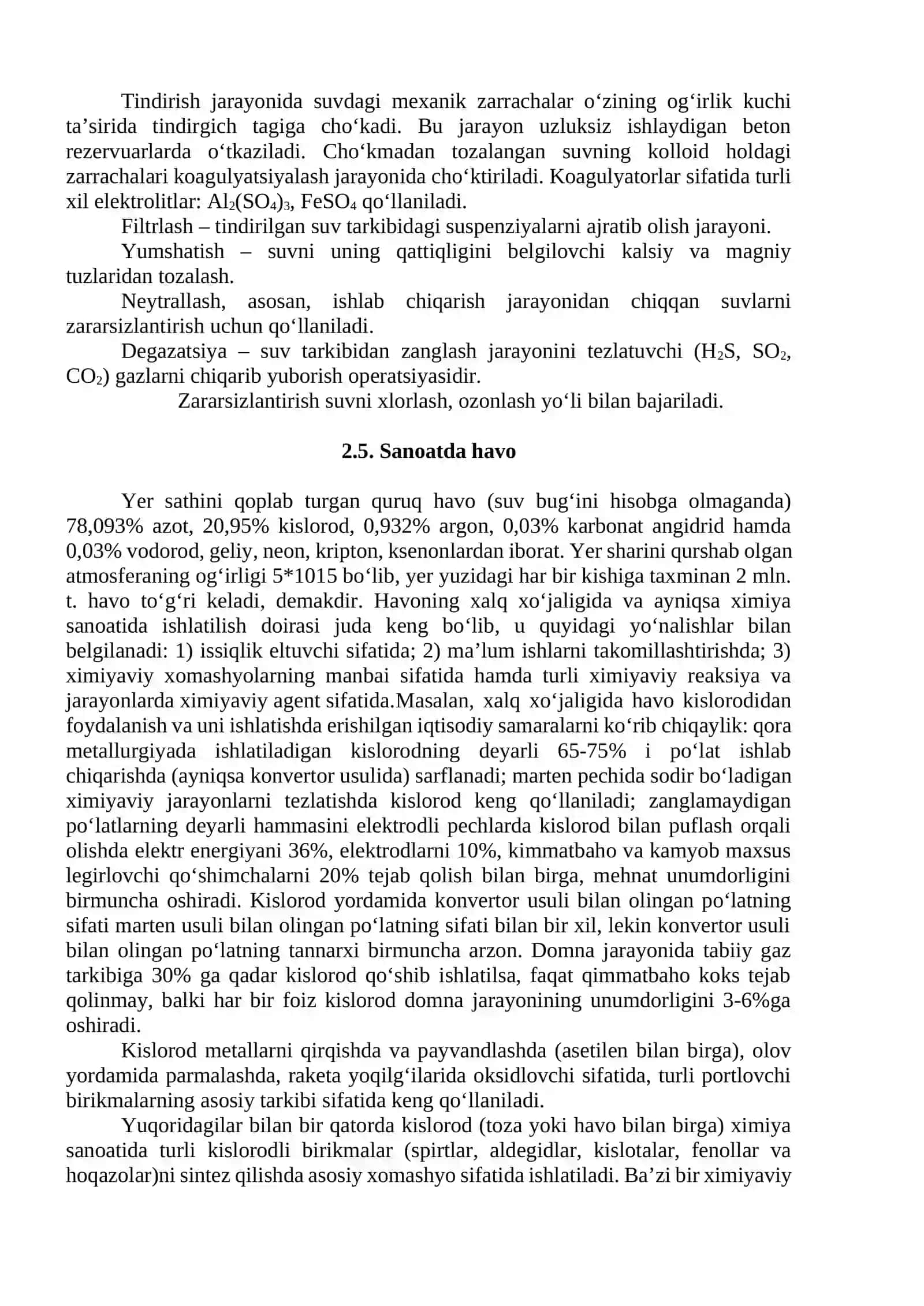 Sanoatda ishlatiladigan xomashyolar, energiya, suv va havo 4