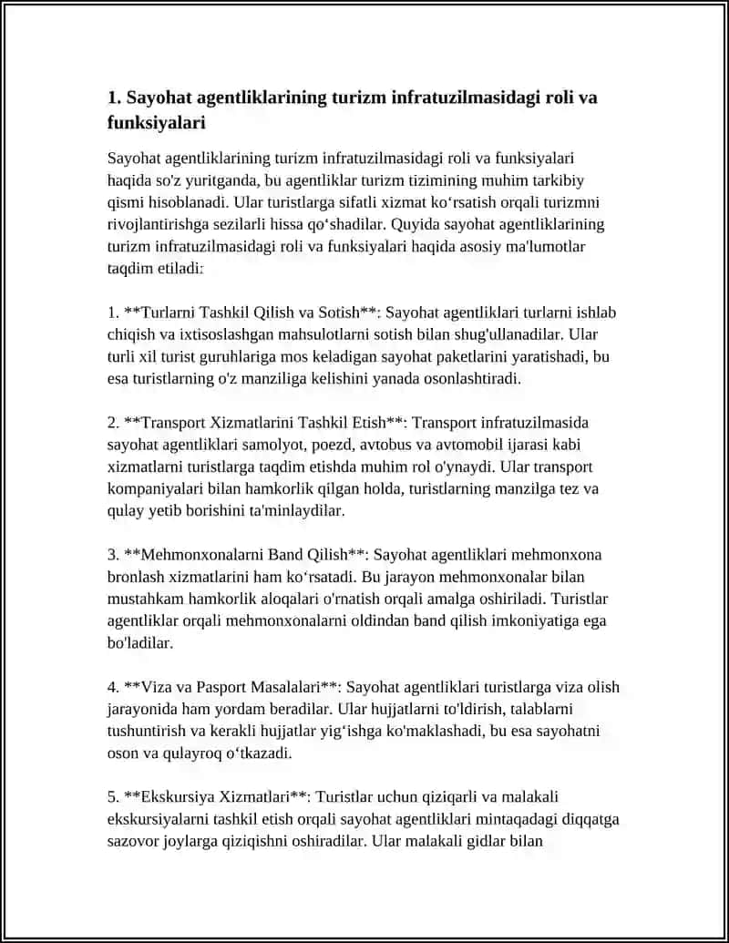 TURIZMDA INFRATUZILMASIDA SAYOHAT AGENTLIKLARI 4