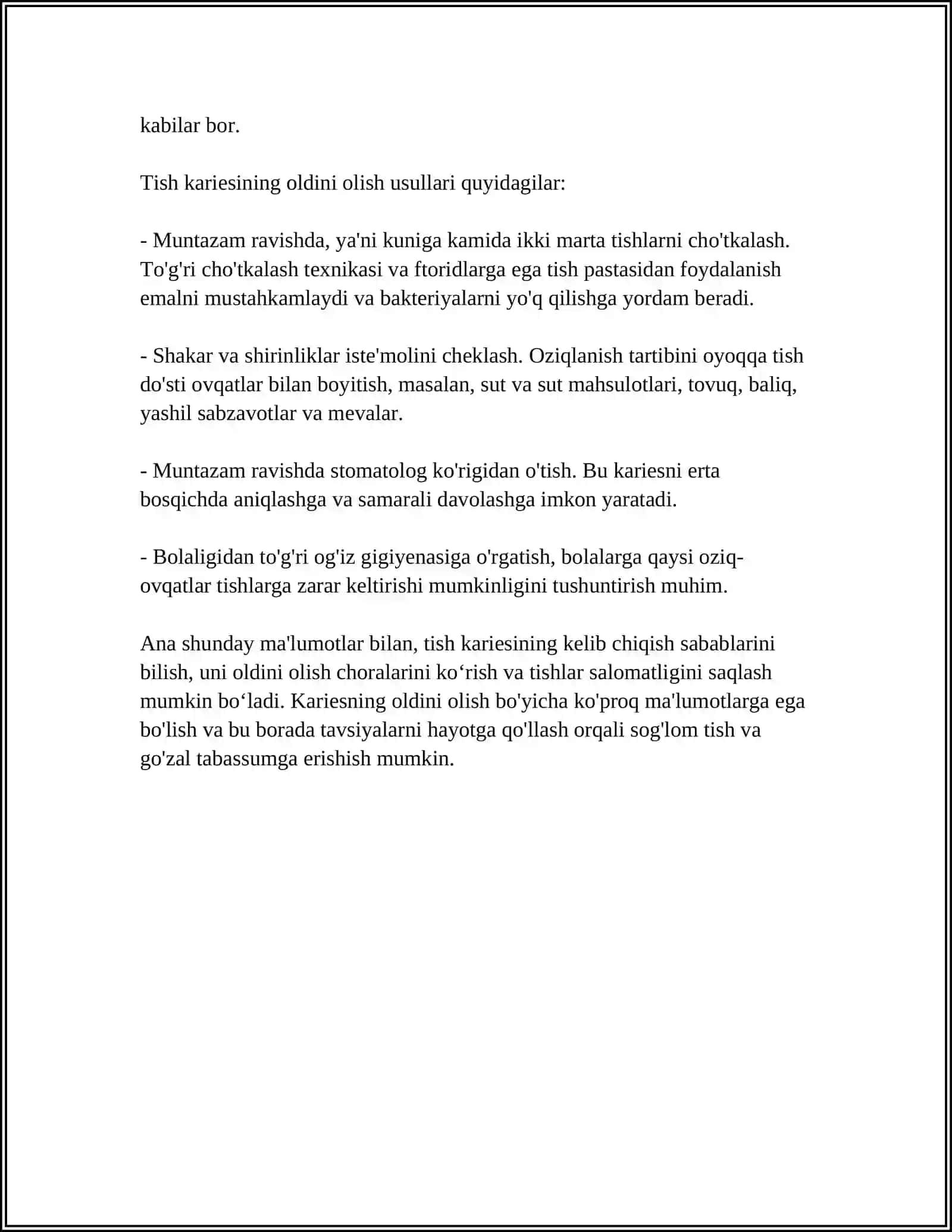 KARIYES XAQIDA TUSHUNCHA. KARIOZ KOVAKLAR TASNIFI 4
