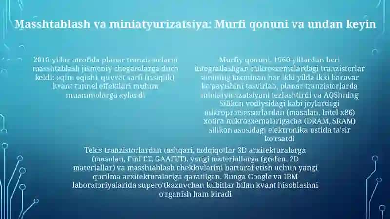 Maydoniy tiranzistirlarning rivojlanish tarixi va zamonaviy holati 4