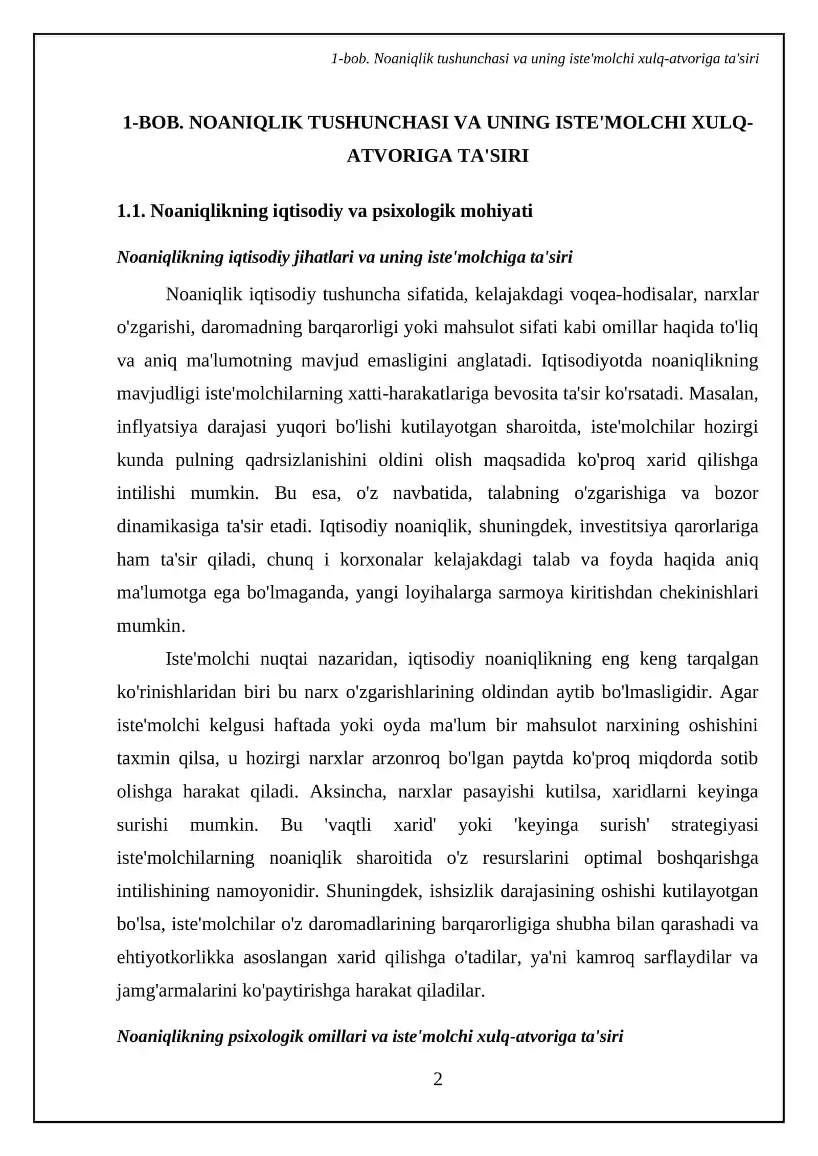 Noaniqlik xavf sharoitida iste'molchi tanlovi 4
