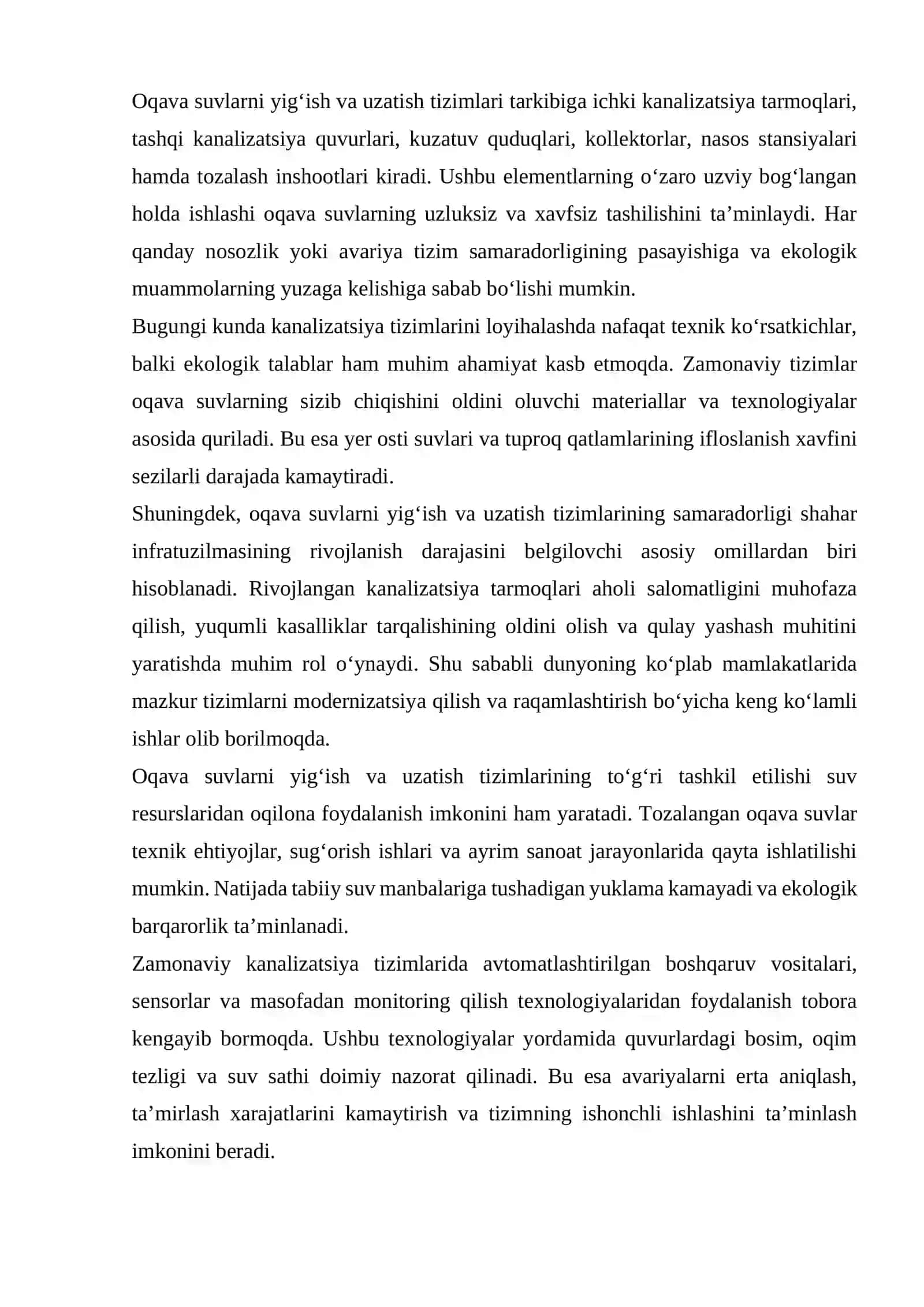 Oqava suvlarni yigʻish va uzatish tizimlarining zamonaviy turlari 4