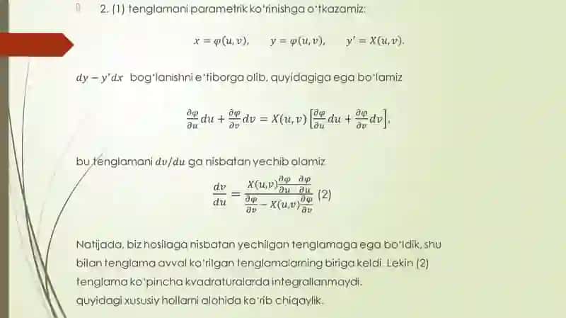Hosilaga nisbatan yechilmaga differensial tenglamalar 4
