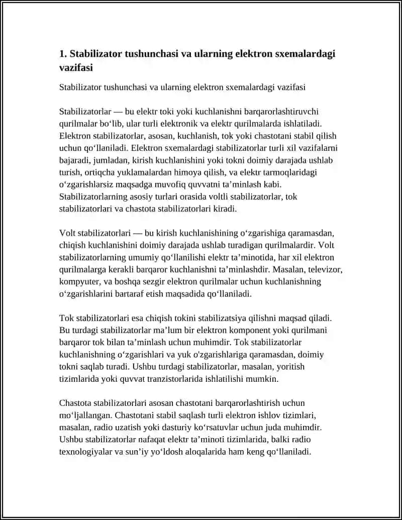 ELEKTRON SXEMALARDA STABILIZATORLAR VA ULARNING VAZIFASI 4