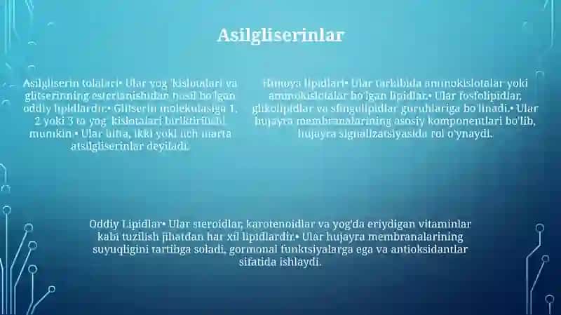 Sovunlanadigan Lipidlar.Oddiy Lipidlar 4