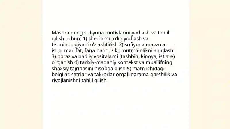 Boborahim Mashrab sherlaridan yodlash va tahlil qilish 4