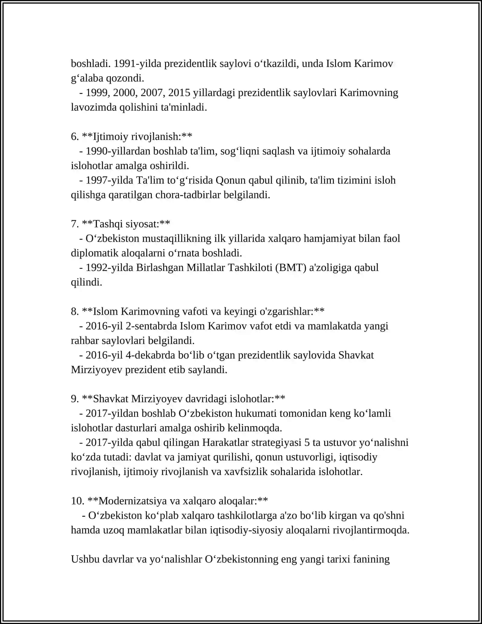 "O‘ZBEKISTONNING ENG YANGI TARIXI" O‘QUV FANINING PREDMETI,MAQSADI,VA VAZIFALARI,NAZARIY METODOLOGIK TAMOYILLARI 4