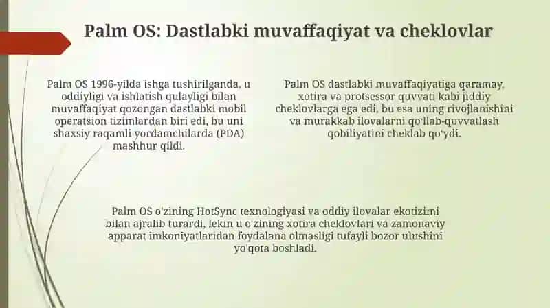 Mobil operatsion tizimlarning rivojlanish tarixi 4