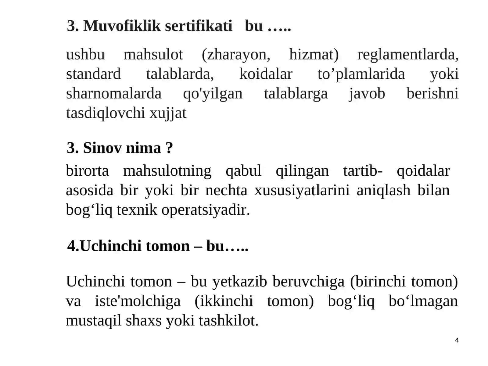 METROLOGIYA, STANDARTLASHTIRISH VA SERTIFIKATLASH 4