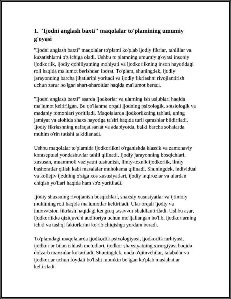 OZOD SHAROFIDDINOVNING "IJODNI ANGLASH BAXTI" NOMLI MAQOLALAR TO'PLAMI 4