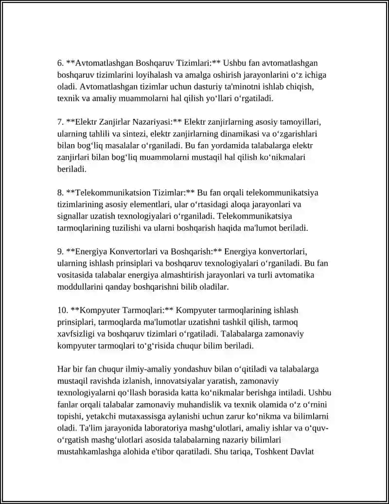 Elektronika va Avtomatika Kafedrasi Fanlari 4