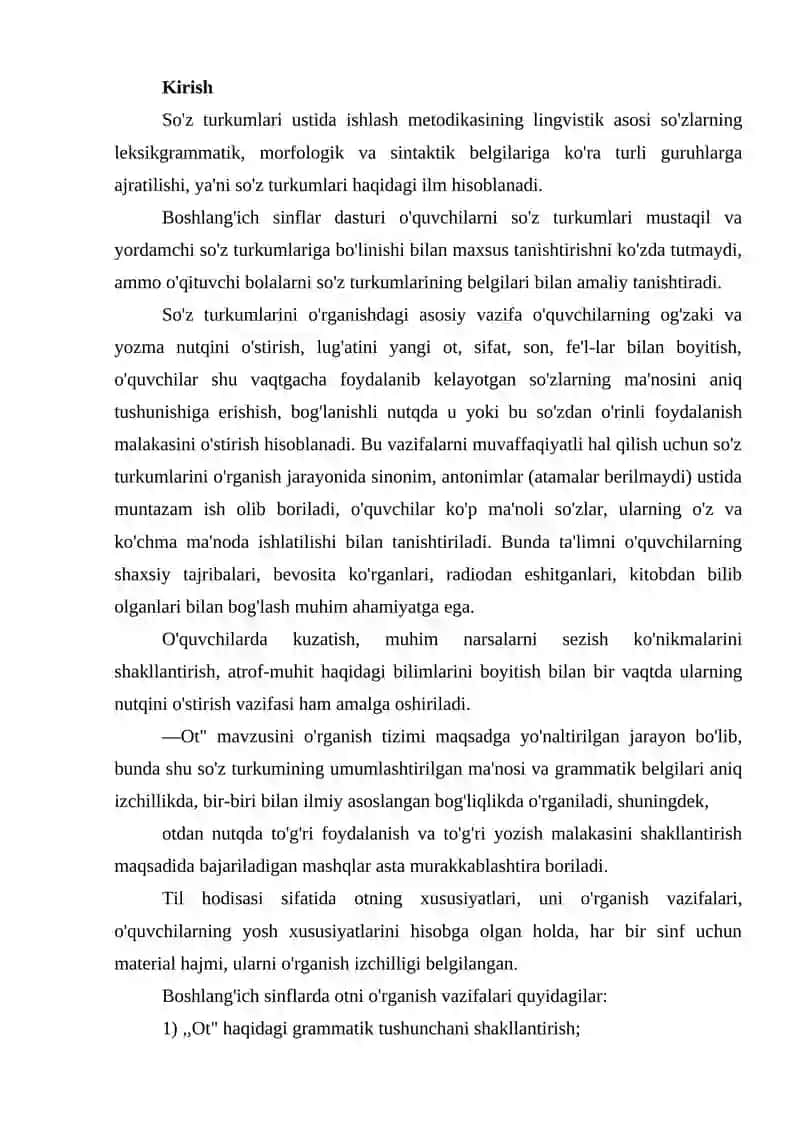 KURS ISHI: Sifat so'z turkumini o'rganish jarayonida o'quvchilar nutqini o'stirish 4