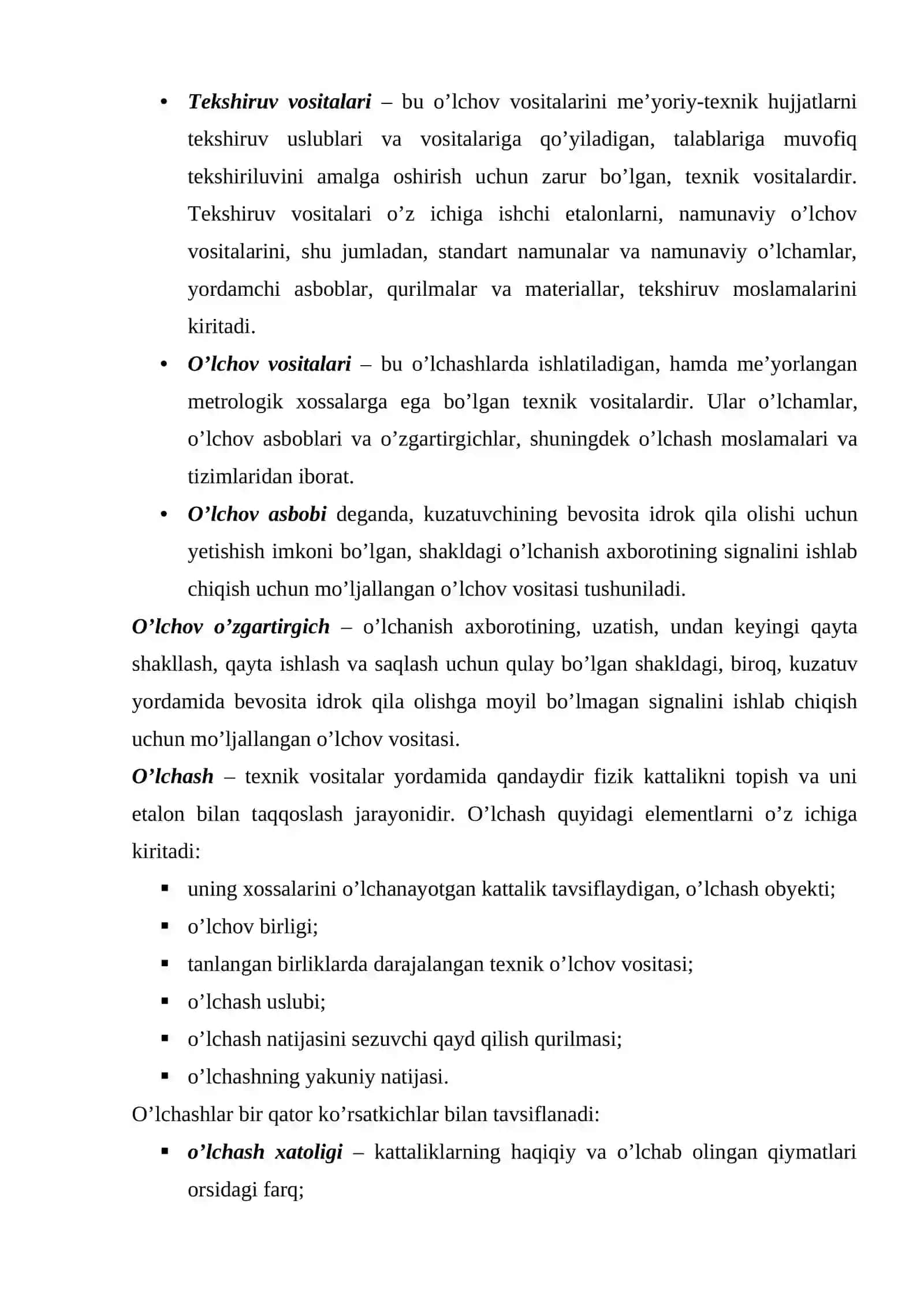 Qurilishda metrologiya va standartlashtirish asoslari. O‘lchov vositalarining asosiy metrologik tavsiflari 4