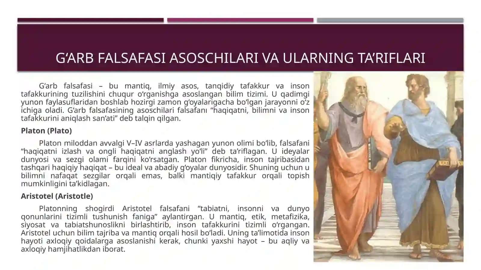 Falsafaning mohiyatiga oid Sharq va G‘arb mutafakkirlari ta’riflarini tasniflash 4