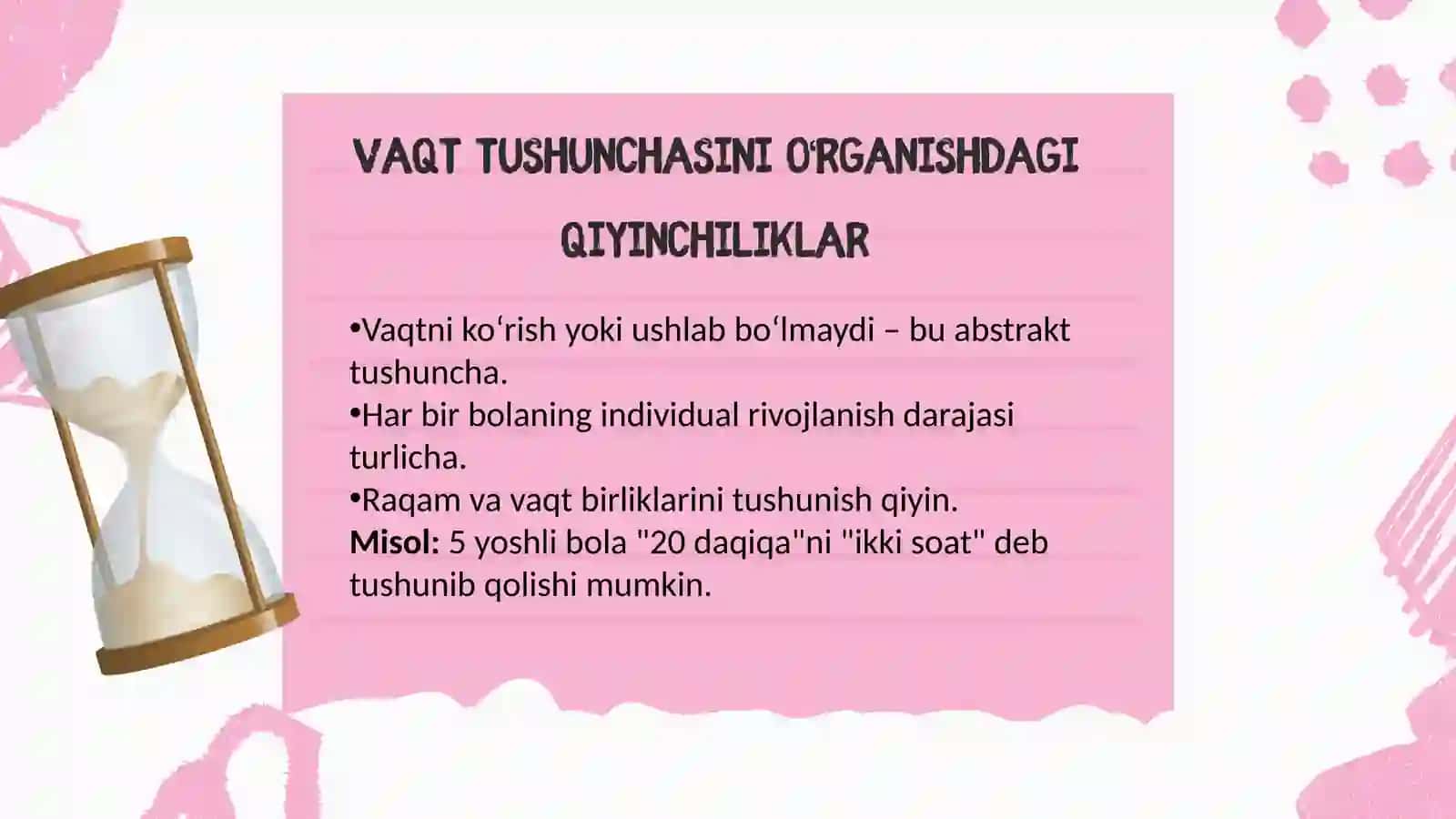 Vaqtushunchasini shakllantirish data'limi yo'yinlardan foydalanish 4