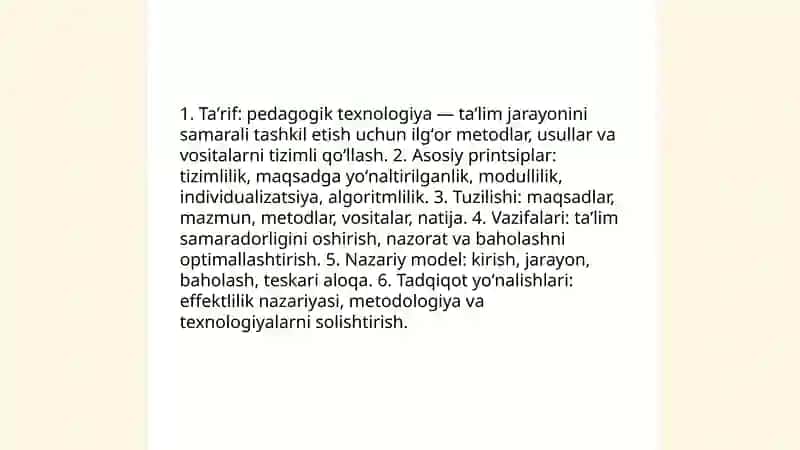 Pedagogik texnologiya pedagogikaning mustaqil sohasi sifatida 4