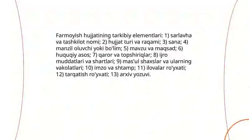 Farmoyish hujjatlari va ularning turlari 4