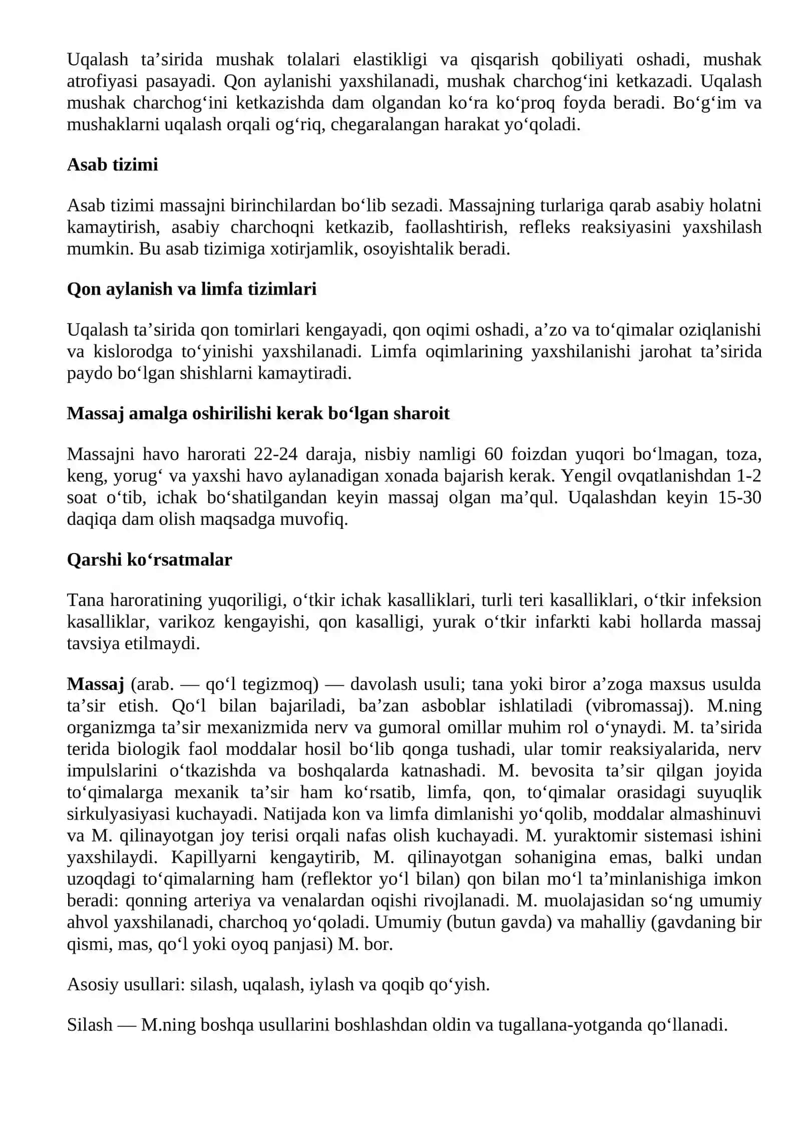Uqalash (massaj) muolajalari 4
