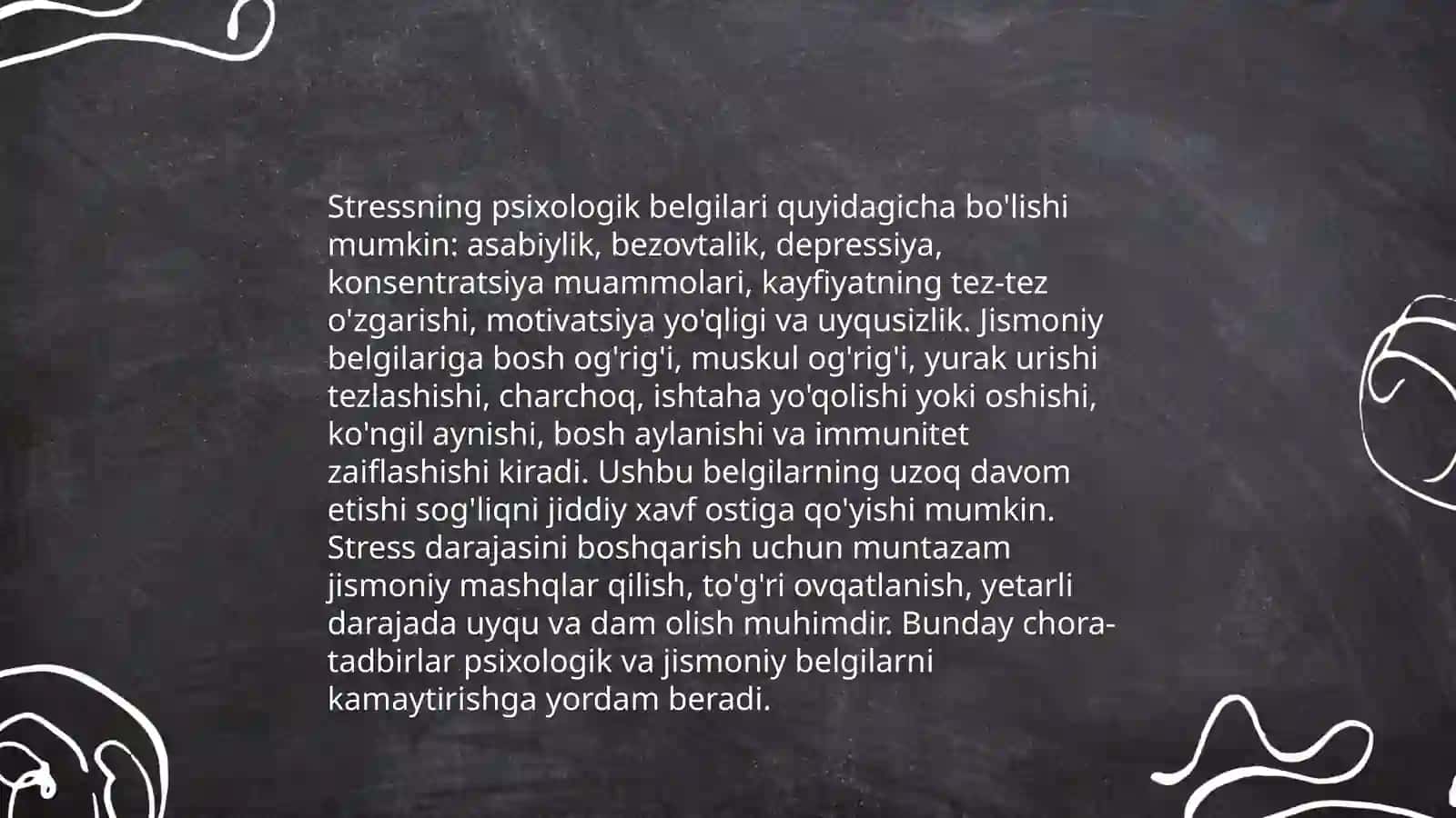 stress va uning bosqichlari, bartaraf etish yo‘llari.Oilada bola tarbiyasi toifalari va oqibatlari 4